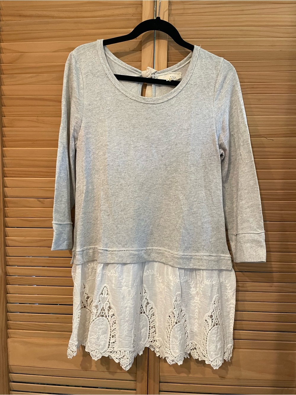 A’reve Light Gray Layered Lace-Hem Women's top